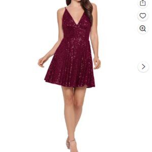 BNWT Blondie Nites Sequince midi Dress--Plum--13 junior--244